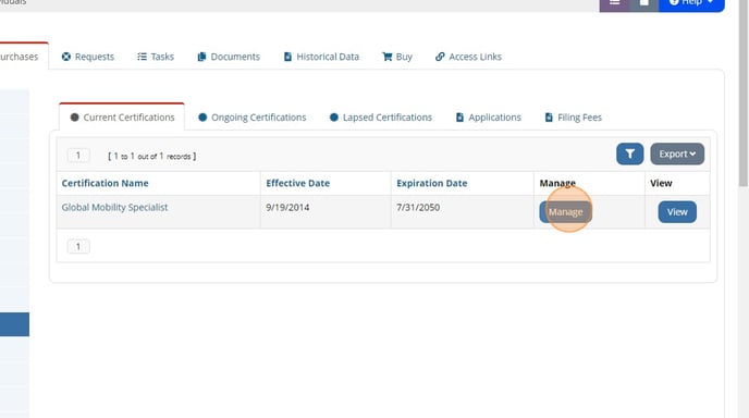 Viewing and managing certification details for a customer - Step 4