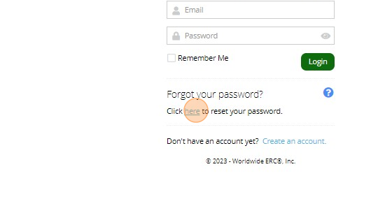 Resetting Password for WERC Account - Step 2